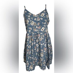 Romwe 4 Blue Floral Spaghetti Strap Mini-dress